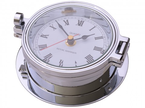 Chrome 12 Hour Marine Clock Roman Numerals 116mm